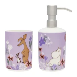 Dispensador de jabón y portacepillos de dientes Mumin, Jardín de flores