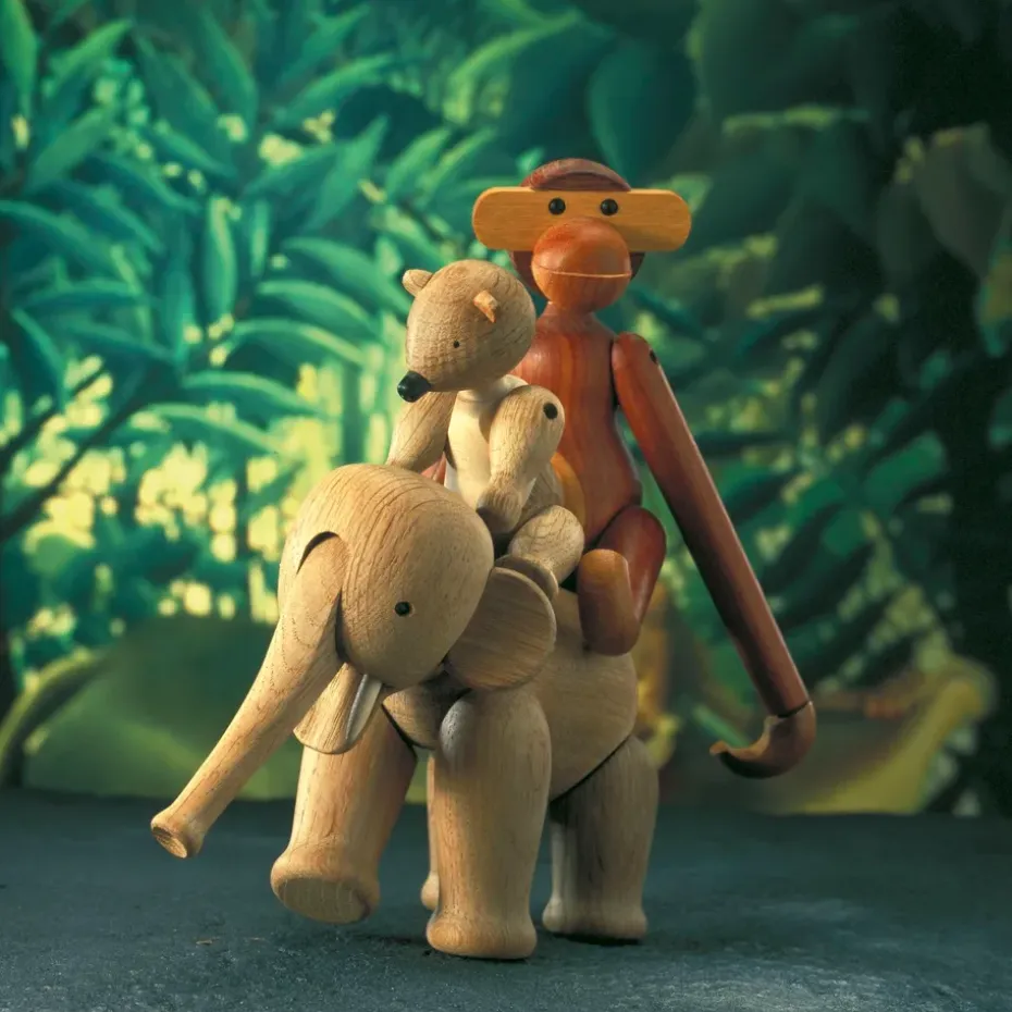 Elefante de madera pequeña, roble