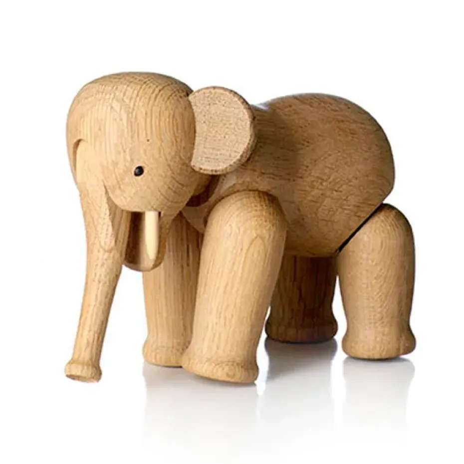 Elefante de madera pequeña, roble