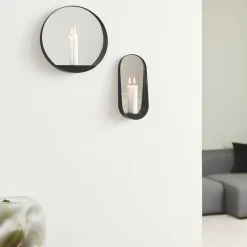 Espejo / Candelabro Glim Ø28 cm, negro