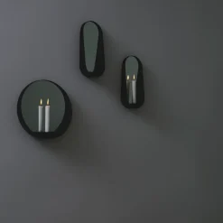 Espejo / Candelabro ovalado Glim 12x28 cm, negro