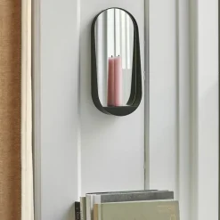 Espejo / Candelabro ovalado Glim 12x28 cm, negro