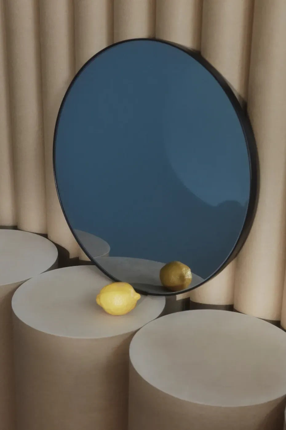 Espejo Circum Ø50 cm, vidrio tintado-negro