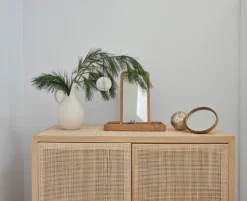 Espejo con caja de almacenamiento 32 cm, Roble