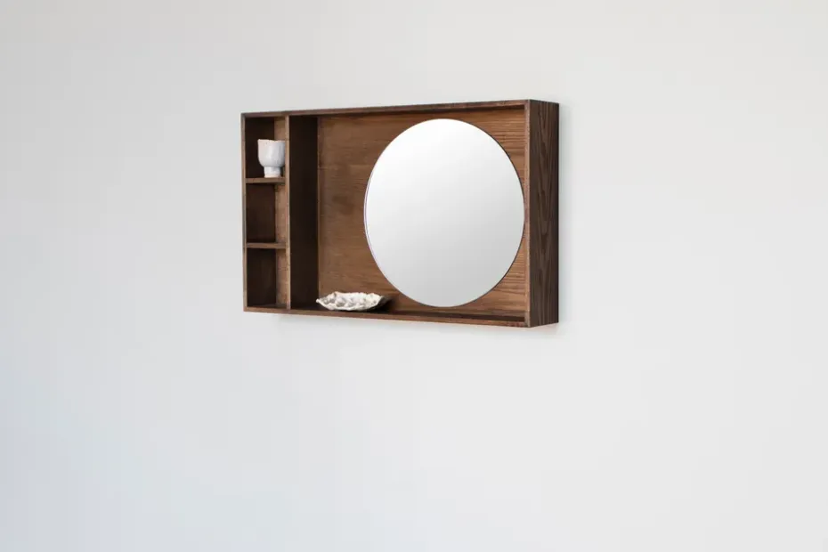 Espejo con estante Show-me large, Dark oiled