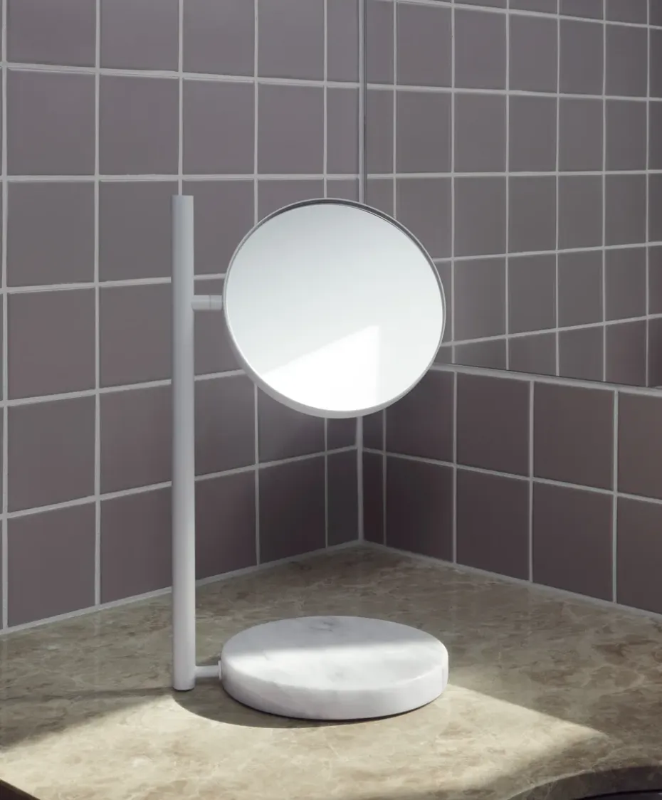 Espejo de mesa de doble cara Pose 21x39 cm, Blanco