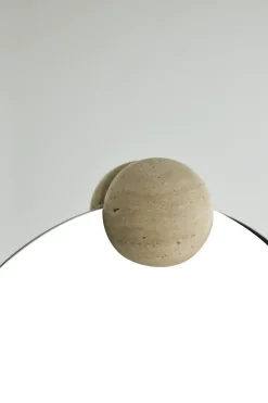 Espejo de pared Castellum Ø80 cm, Travertino con acabado natural