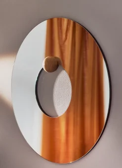 Espejo de pared Castellum Ø80 cm, Roble aceitado natural