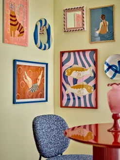 Espejo de pared Travis 39,5x38,5 cm, Azul