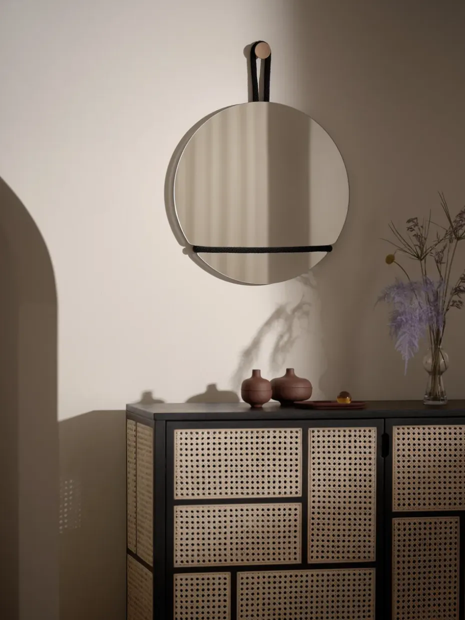 Espejo redondo Lasso, transparente-negro