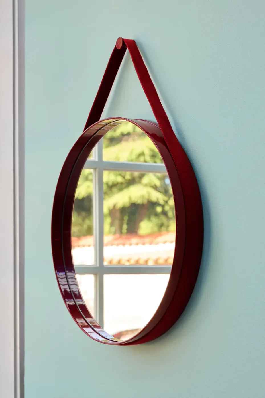 Espejo Strap Mirror Ø70 cm, Red
