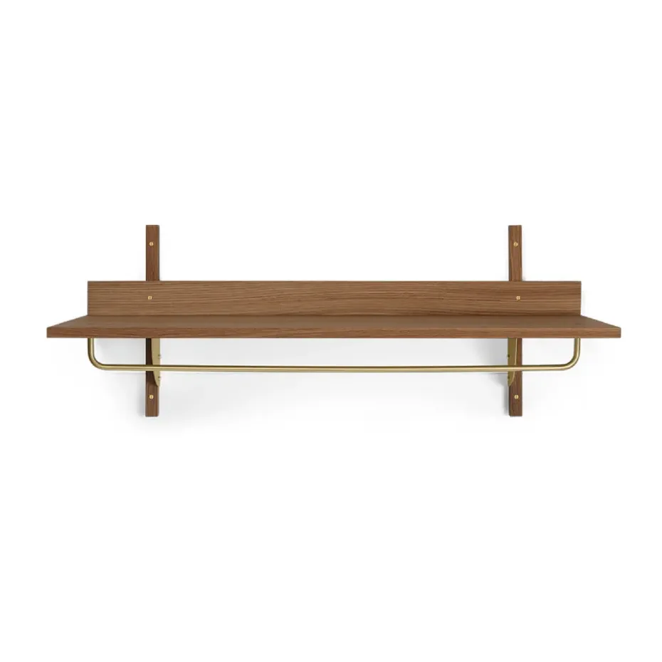 Estante con barra Sector 37 x 87 cm, Smoked Oak, brass