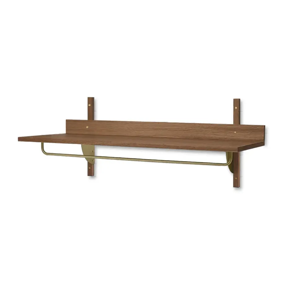Estante con barra Sector 37 x 87 cm, Smoked Oak, brass