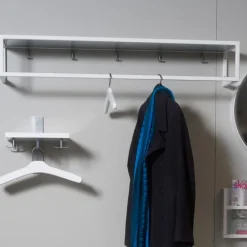 Estante de recibidor 11, Lacado blanco, chapa de zinc