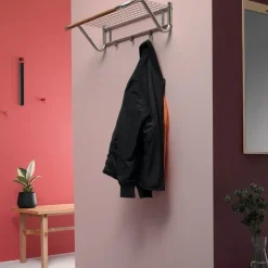 Estante sombrerero Funk, Acero inoxidable, roble varilla de roble aceitada