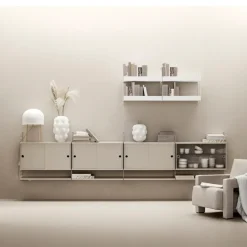 Estante String metal, Beige, 78x30 cm, borde alto