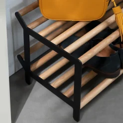 Estante zapatero Tamburin 100 cm, Roble-negro