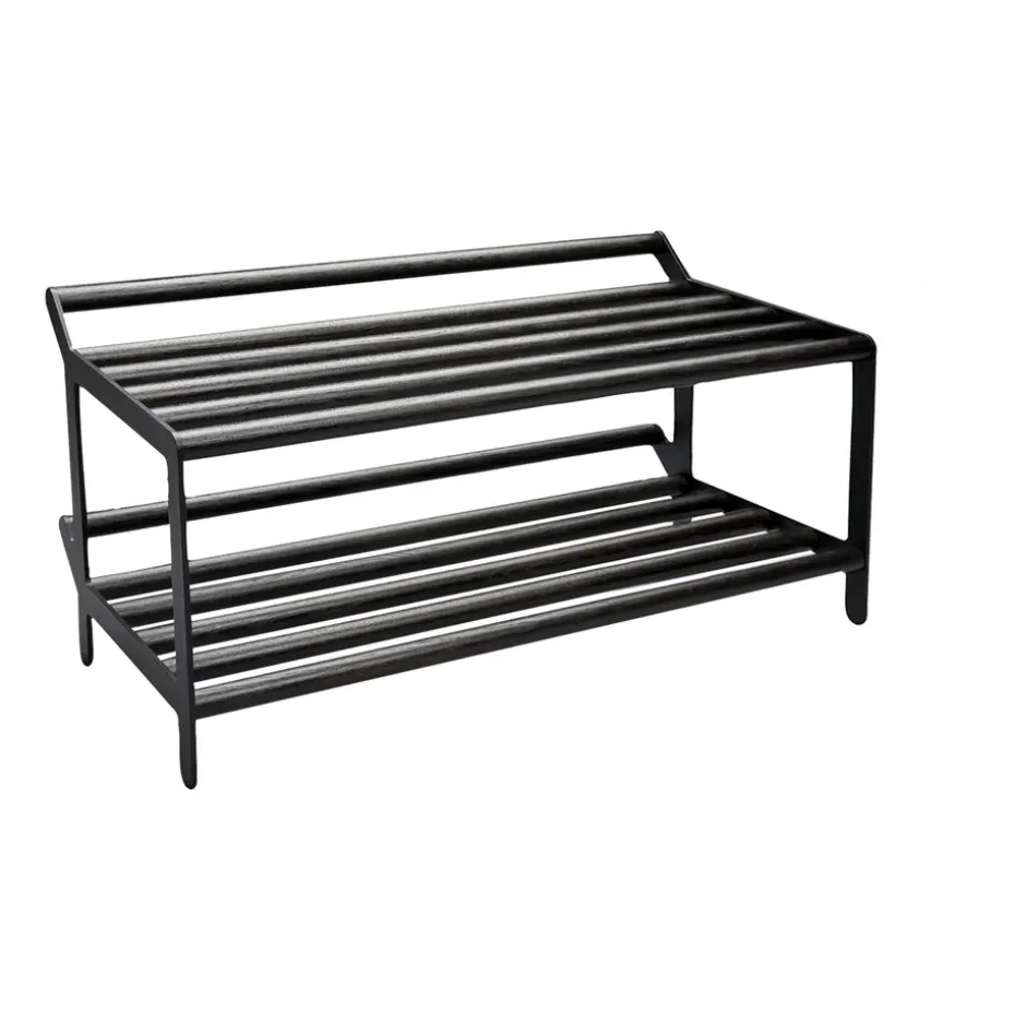 Estante zapatero Tamburin 60 cm, roble teñido de negro-negro