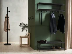 Estante zapatero Tamburin 60 cm, roble teñido de negro-negro