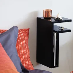 Estantería de pared F-shelf, negro, estante a la derecha