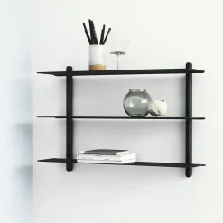 Estantería Nivo A, fresno teñido de negro-negro