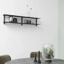 Estantería Nivo C, fresno teñido de negro-negro