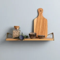 Estantería Pythagoras XS, roble, latón