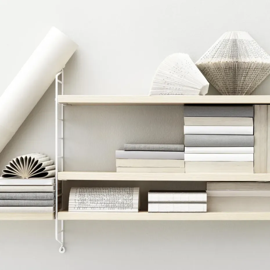 Estantería String Pocket, fresno-blanco, fresno-blanco