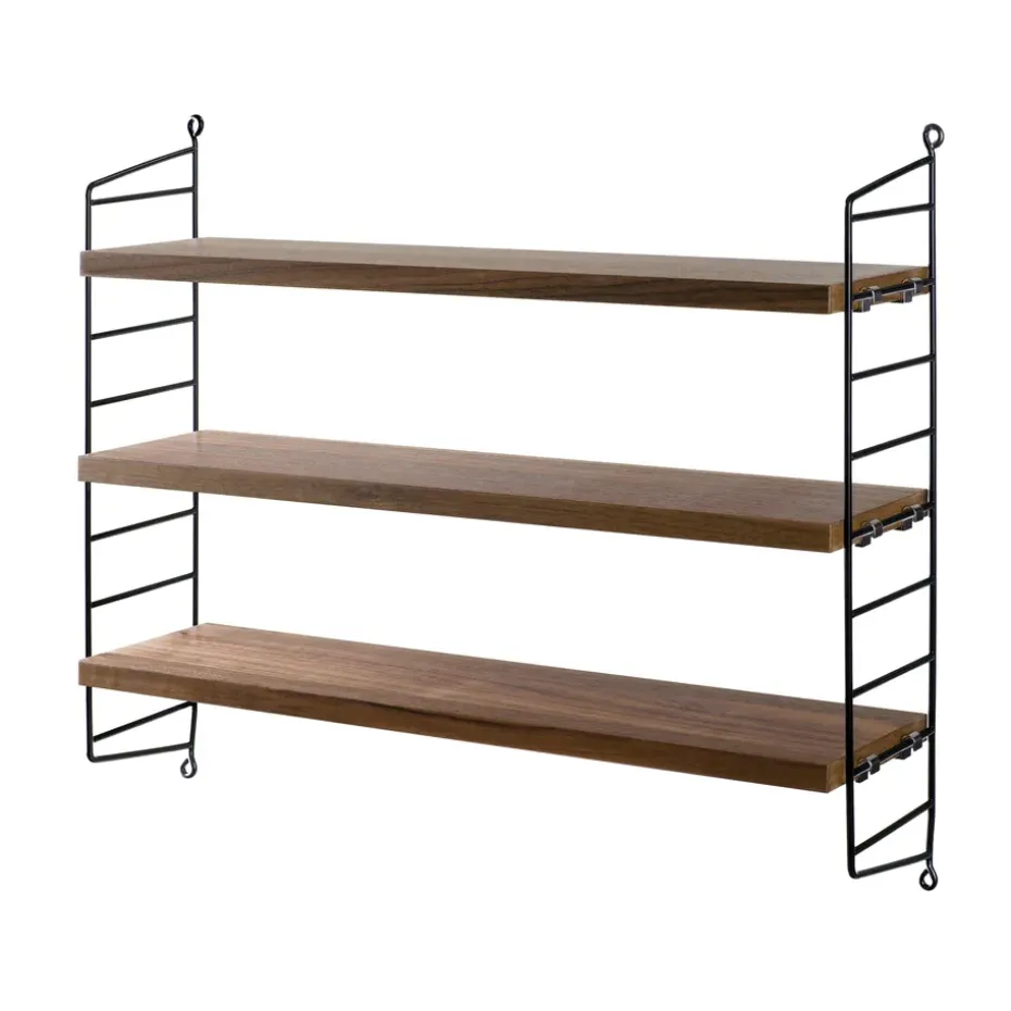 Estantería String Pocket, nogal-negro, nogal-negro