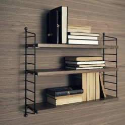 Estantería String Pocket, nogal-negro, nogal-negro