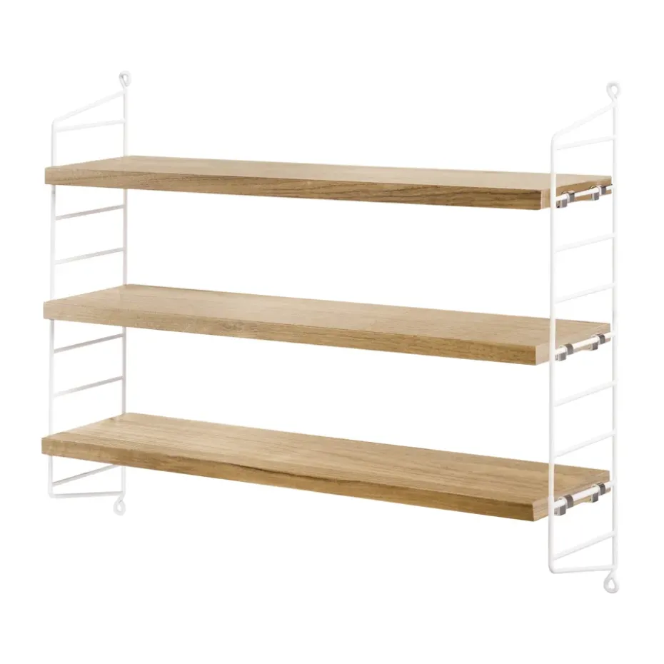Estantería String Pocket, roble-blanco, roble-blanco
