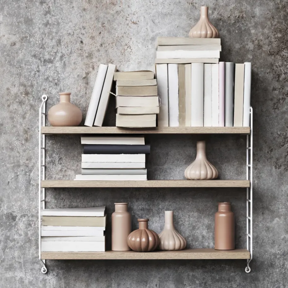 Estantería String Pocket, roble-blanco, roble-blanco