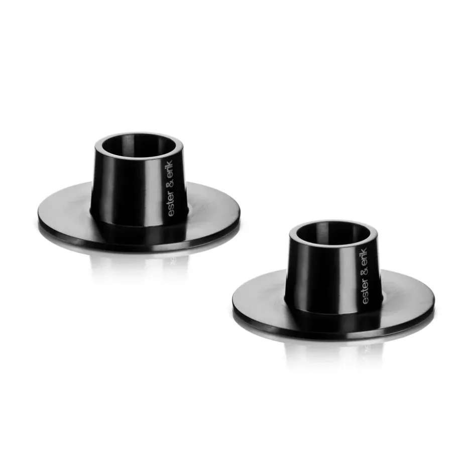 ester & erik 2 Candelabros mate, Negro