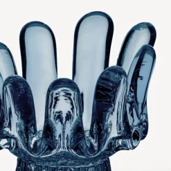 Farolillo circular de vidrio Solros de 9,2 cm, Azul