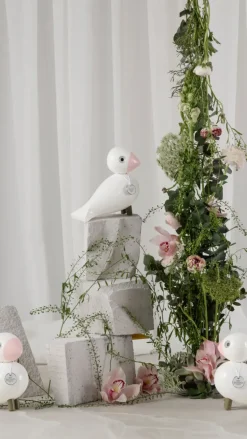 Figura Kay Bojesen pájaro cantor Love, Blanco-rosa