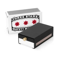 Funda para cerillas Three Stars grande, Negro