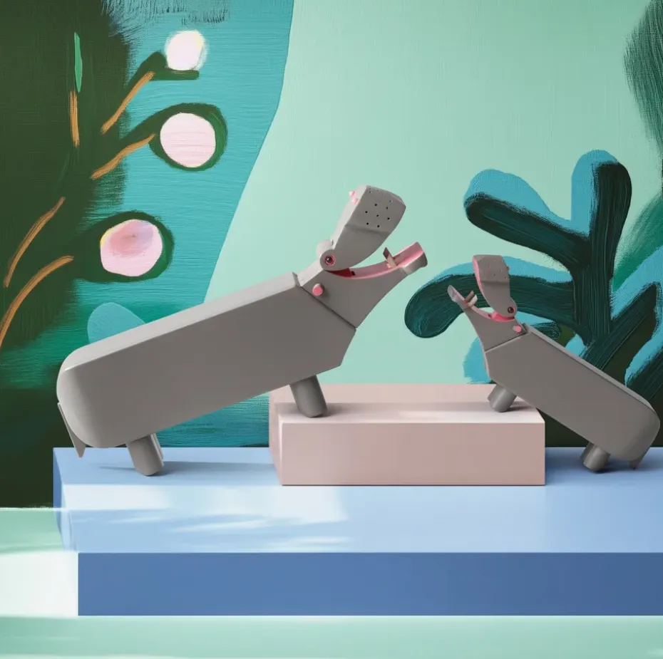 Hipopótamo de madera, Gris