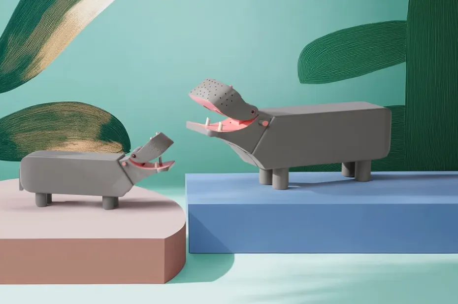 Hipopótamo liliput Kay Bojesen, Gris