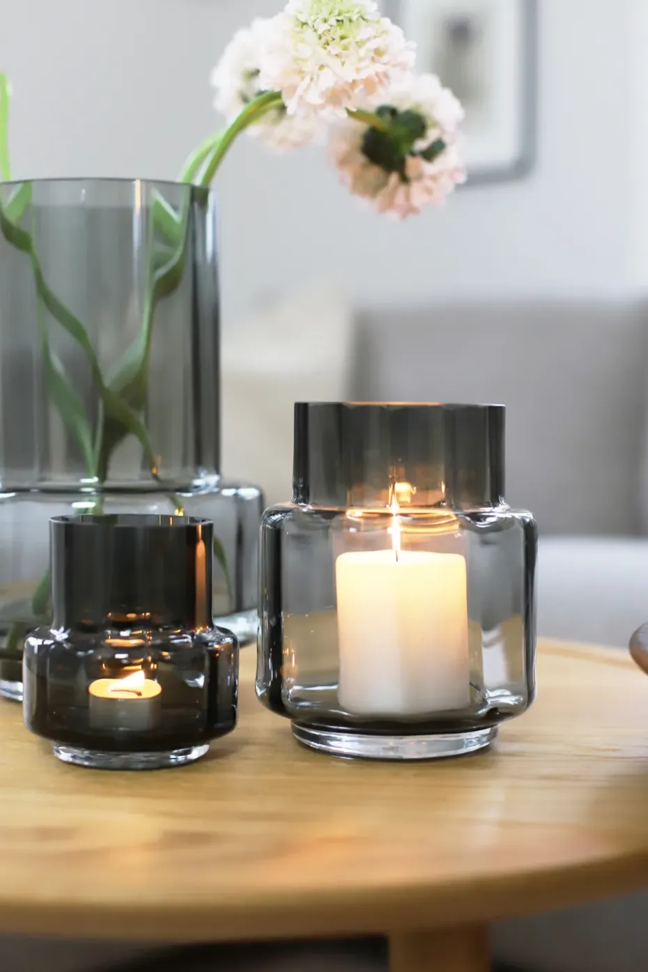 Hurricane reflections tealight no 25, Smoked Grey