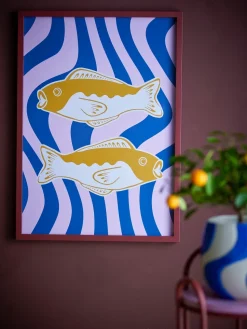 Ilustración Remy con marco 50x70 cm, Rosa