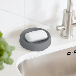 Jabonera con drenaje oculto silicona medium, Grafito