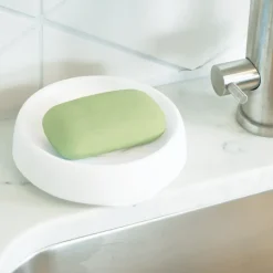 Jabonera con drenaje oculto silicona medium, blanco