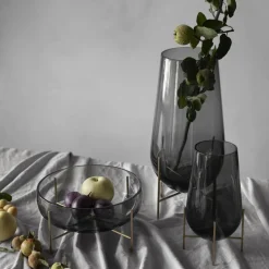 Jarrón Échasse S, vidrio ahumado