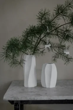 Jarrón de gres Ernst Ø13x31 cm, Blanco natural