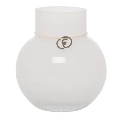 Jarrón de vidrio redondo Ernst blanco, H10 cm Ø9 cm