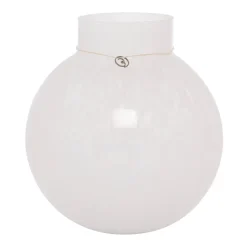 Jarrón de vidrio redondo Ernst blanco, H22 cm Ø21 cm