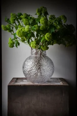 Jarrón de vidrio transparente Ernst con estructura, Ø29 cm