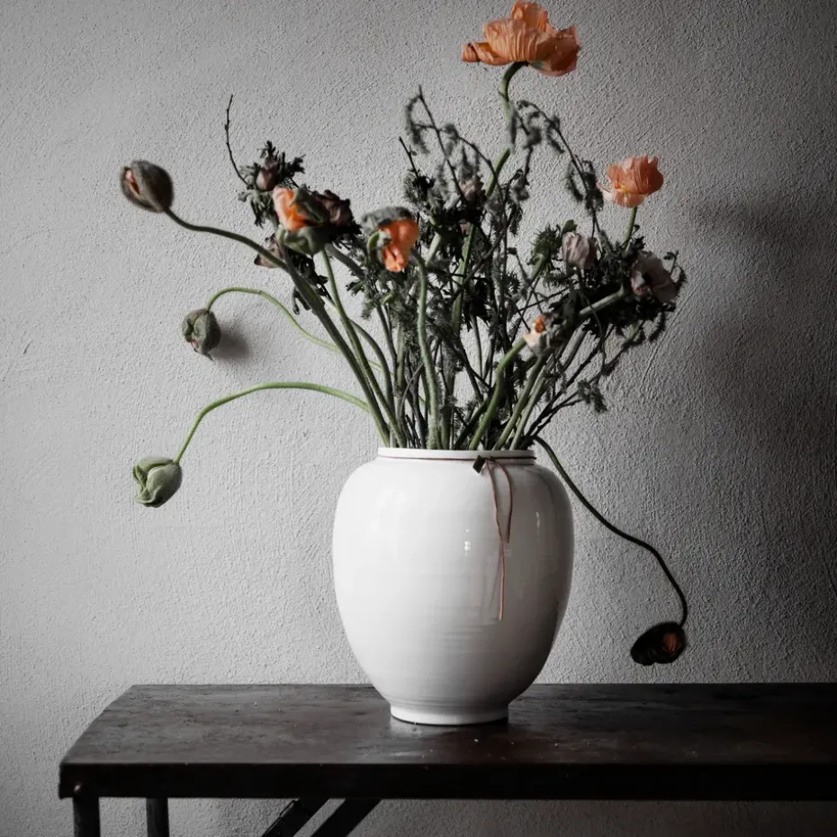 Jarrón Ernst esmalte blanco, 28 cm