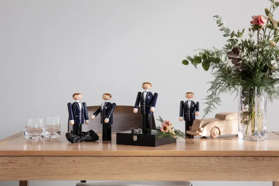 Kay Bojesen novio, azul-negro-blanco, 18 cm