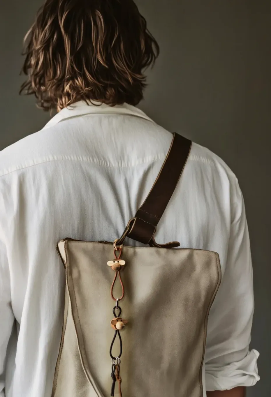 Llavero de mono de Kay Bojesen, Teca-limbá, cuero natural